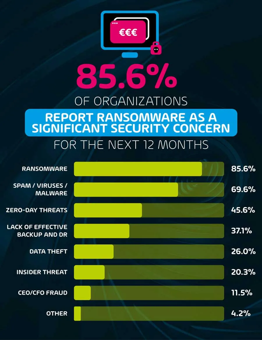 85.6% of organizations report Ransomware as a significant security concern for the next 12 months