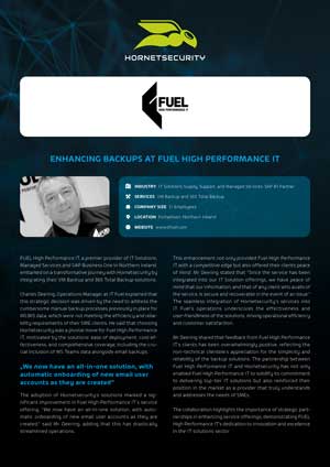 Fuel High performance IT & Hornetsecurity Case Study