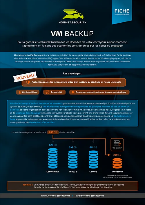 Fiche d’information Hornetsecurity VM Backup