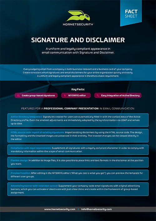 Fact Sheet Signature and Disclaimer