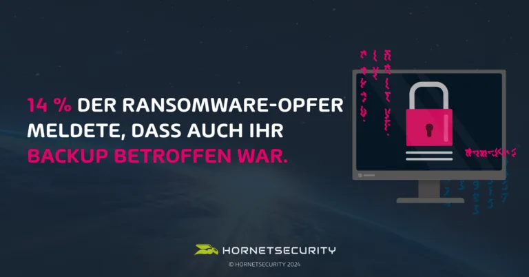 14 Prozent der Ransomware-Opfer meldete dass auch Ihr Backup betroffen war