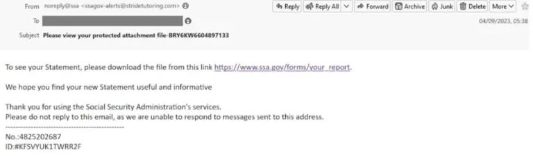 Phishing email impersonation