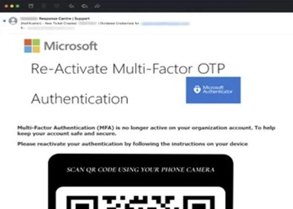 Quishing email impersonating Microsoft 365