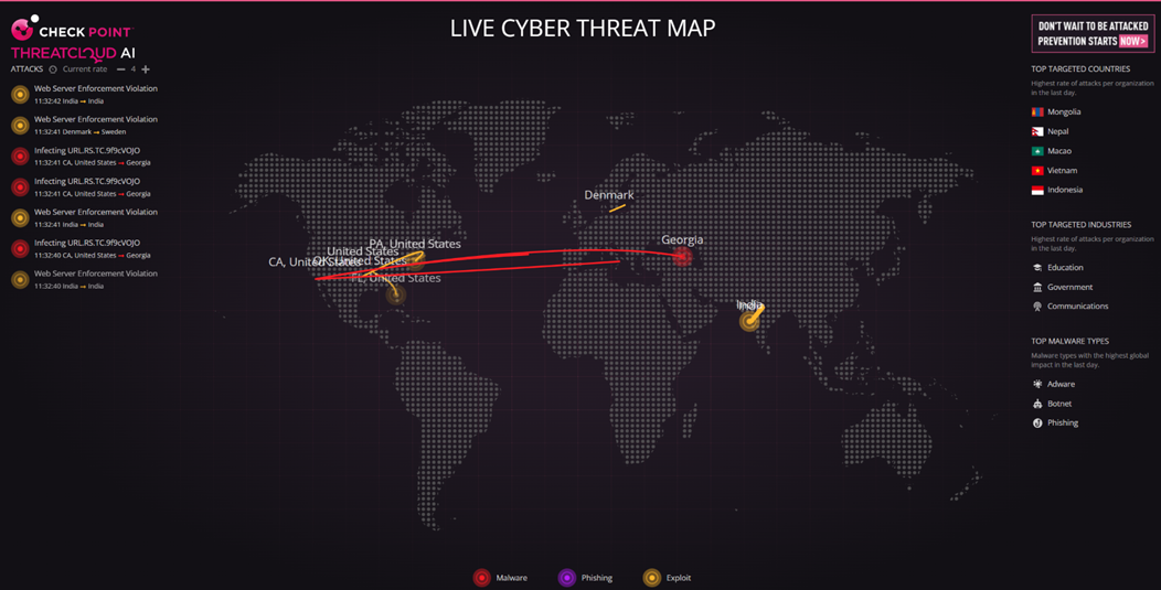 Live cyber threat map