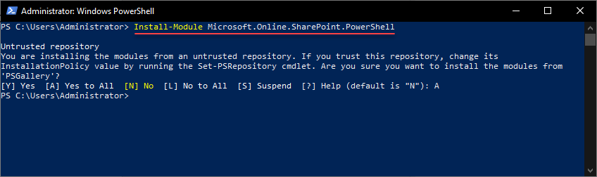 Installing the SharePoint Online PowerShell module