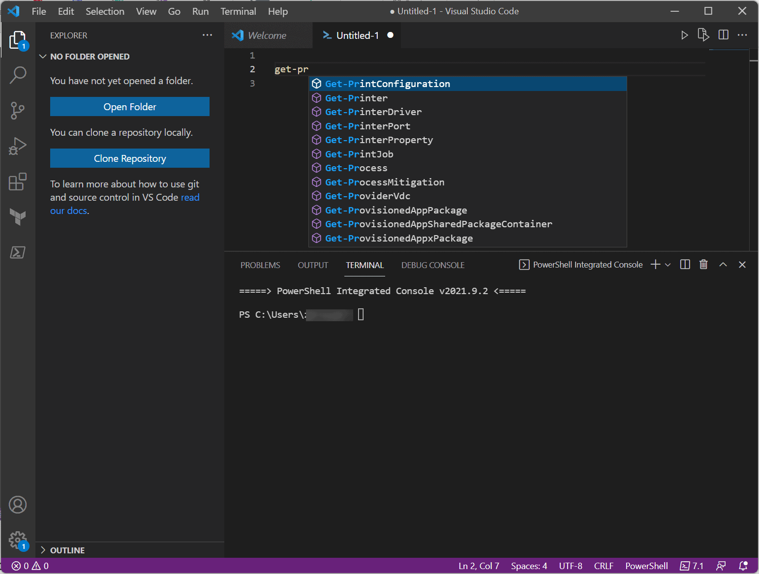 Tab completion and intellisense in VS Code