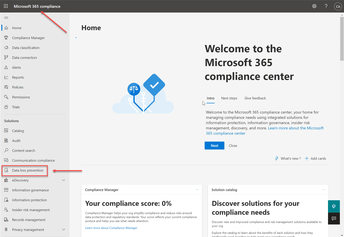 Microsoft 365 Compliance Center